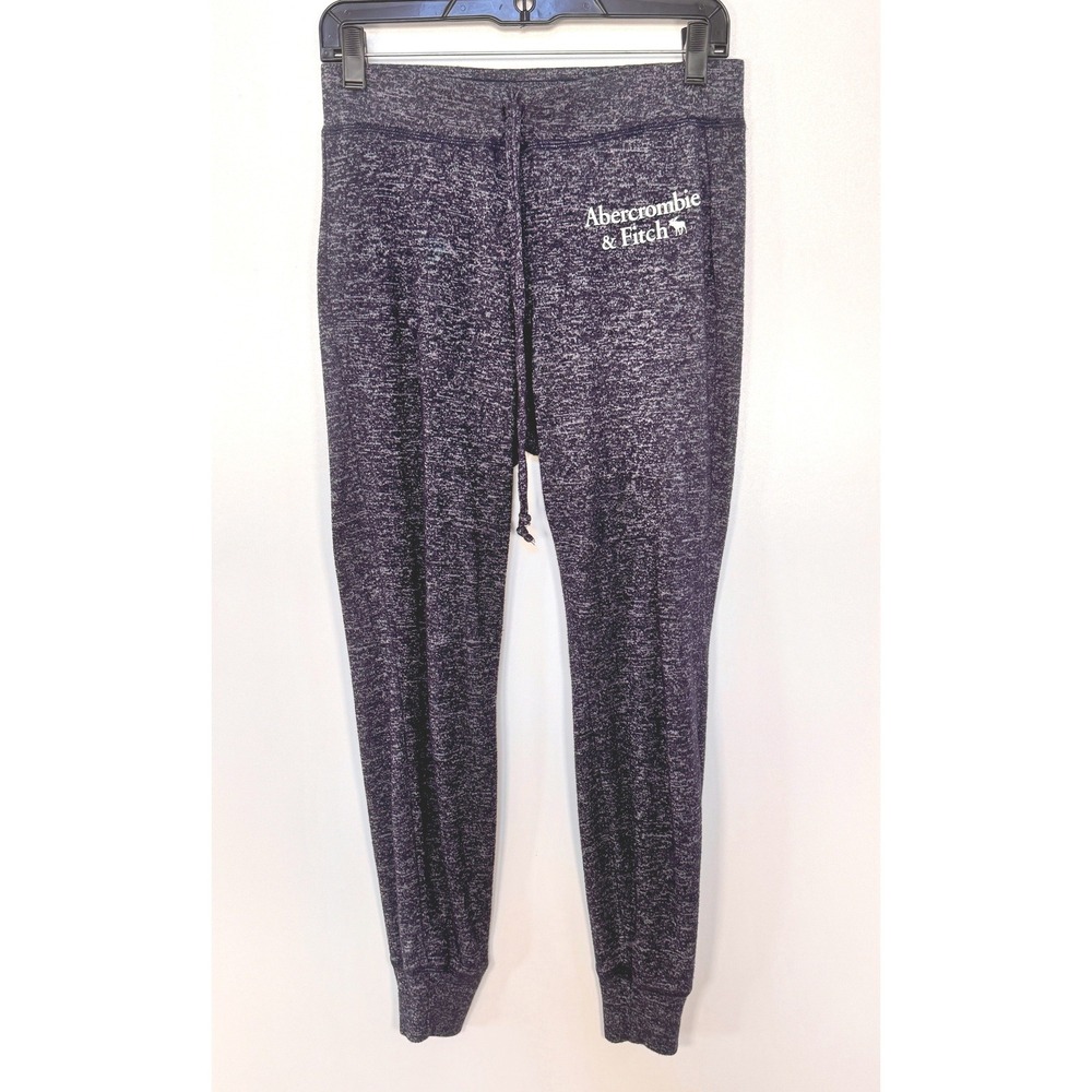 Abercrombie & Fitch Small Gray Blue Space Dye‎ Logo Jogger Sweatpants Heathered